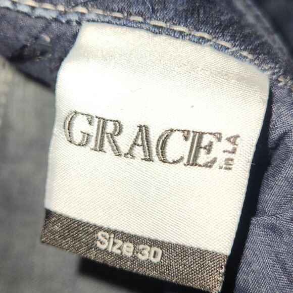 Grace in LA Women’s Bootcut Jeans Size 30 | Thick Stitch Bling Flap Pockets Dark - Picture 14 of 15